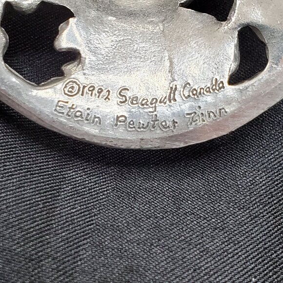 Pair Of 1991 Grape Leaf Seagull Canada Etain Fine Pewter Taper Candle Holders - Picture 8 of 13